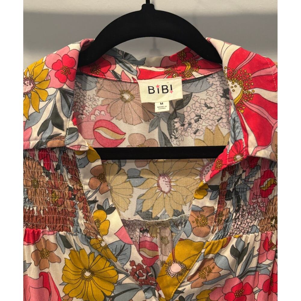 Bibi Floral Blouse Womens Medium Boho Cottagecore Long Sleeve Top - Picture 8 of 8